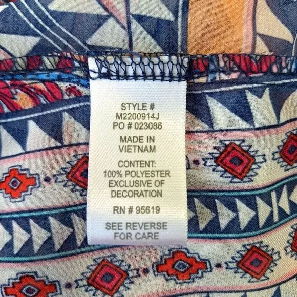 John Paul Richard Boho Bohemian Paisley Peasant Blouse Short Sleeves Sz M - Picture 9 of 11